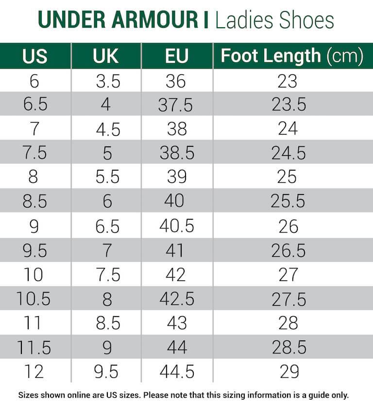 under armour-shoes-womens size chart